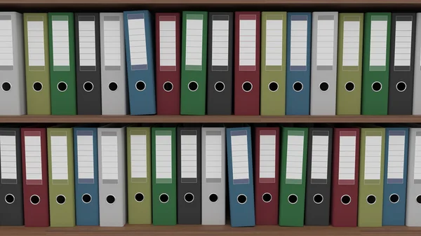 Two rows of different binders, CGI — Stock Photo, Image