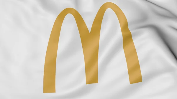 Zbliżenie macha flagą z Mcdonalds logo. Redakcji Grafika Komputerowa — Zdjęcie stockowe