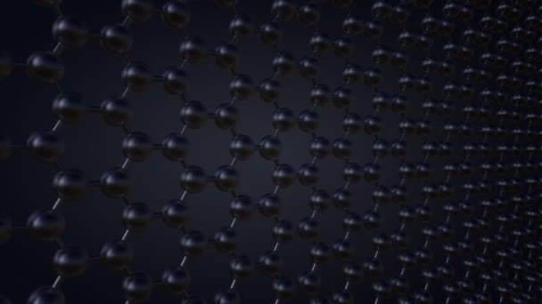 Estructura atómica de grafeno, fondo gris oscuro. clip de muñeca capaz de bucle inconsútil 4K — Vídeo de stock