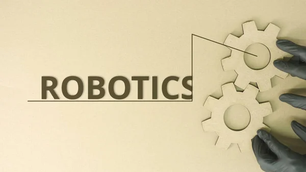 Robotikai szöveg és újrahasznosított karton fogaskerekek — Stock Fotó
