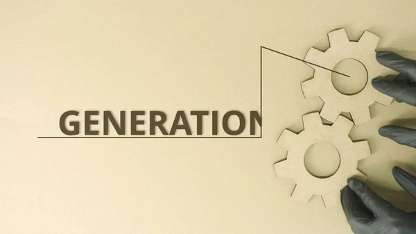 Generation text and cardboard cog wheels — Stock Photo, Image