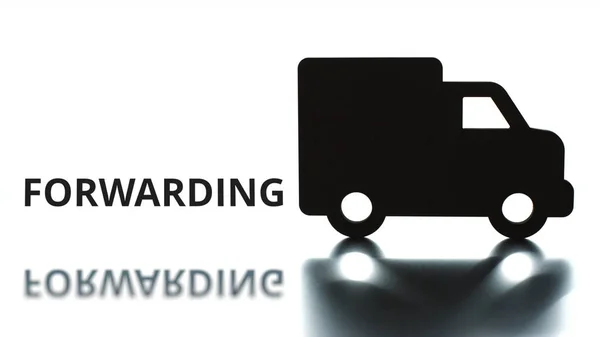 FORWARDING text unloaded from the truck icon — Stock Photo, Image