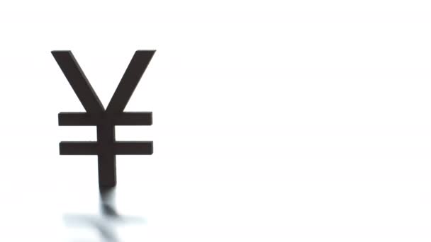 Vallende yen symbool op lichte achtergrond. Begrip financiële crisis — Stockvideo
