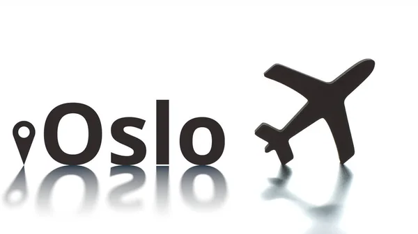Oslo text with city geotag and airplane icon. Arrival concept — Stock Photo, Image