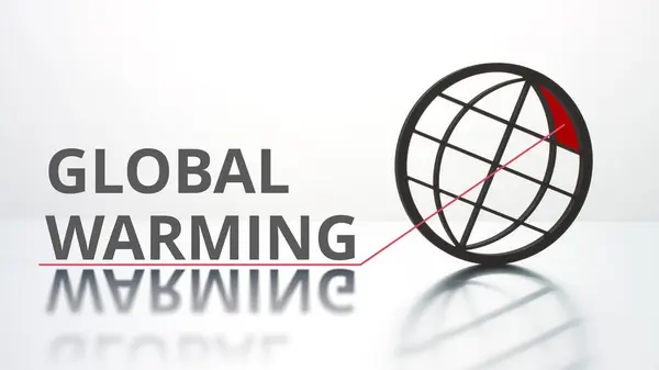 GLOBAL WARMING words and earth globe icon. Concepto de gran problema ambiental —  Fotos de Stock