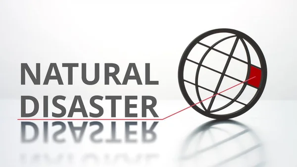 NATURAL DISASTER text and world icon, global environmental issue concept — Stock Photo, Image