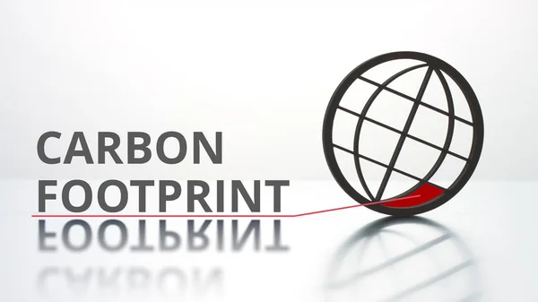 CARBON FOOTPRINT Text und Welt-Ikone, globales Umweltkonzept — Stockfoto