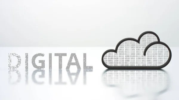 Icono de nube y texto DIGITAL. Concepto de tecnología informática moderna — Foto de Stock