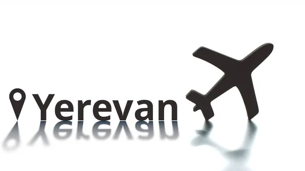Icône de l'avion et nom de la ville d'Erevan, concept de voyage aérien — Photo