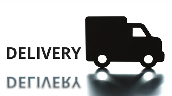 Текст DELIVERY выгружается из значка грузовика — стоковое фото