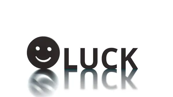 A smiley ikon és a LUCK szöveg fehér háttérre helyezése — Stock Fotó