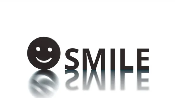 Smiley-Symbol und SMILE-Text auf hellen Hintergrund setzen — Stockfoto