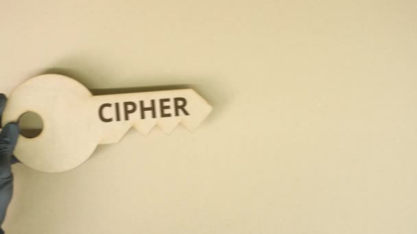 Ícone chave com texto CIPHER impresso — Vídeo de Stock