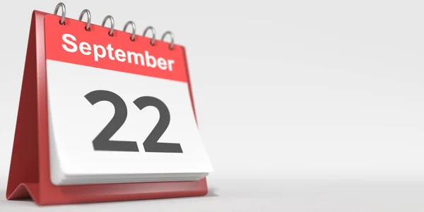 22 Σεπτεμβρίου ημερομηνία γραμμένη στα γερμανικά στην σελίδα του ημερολογίου. 3d απόδοση — Φωτογραφία Αρχείου