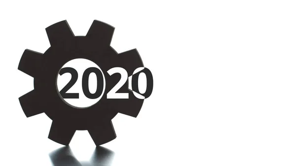 2020 년 텍스트는 톱니바퀴 실루엣에서 시작 됩니다. — 스톡 사진
