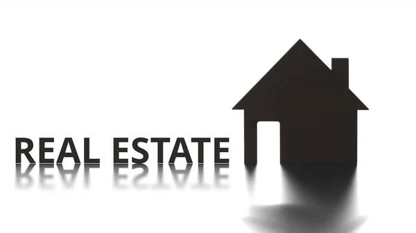 REAL ESTATE Text und Home-Symbol — Stockfoto