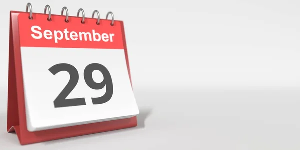 Szeptember 29. Németül írt dátum a flip naptár oldalon. 3D-s renderelés — Stock Fotó