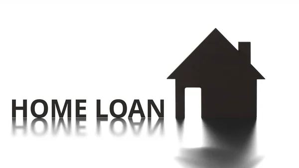 Головна LOAN текст і домашній силует на білому тлі — стокове фото