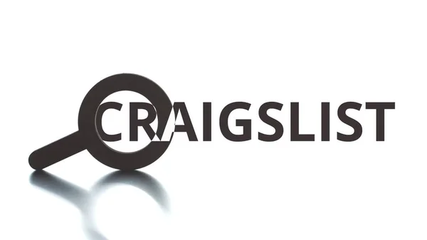 Текст CRAIGSLIST з'являється з піктограми Лупе. Редакційно-концептуальний кліп — стокове фото