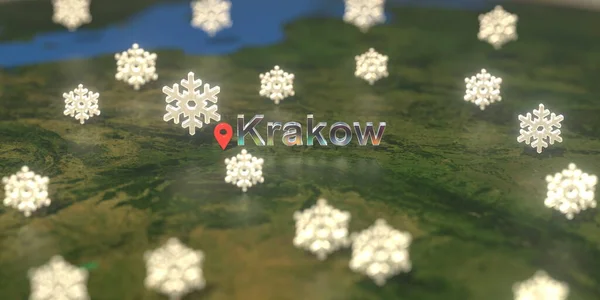 Иконки погоды в Кракове на карте, прогноз погоды в Кракове — стоковое фото