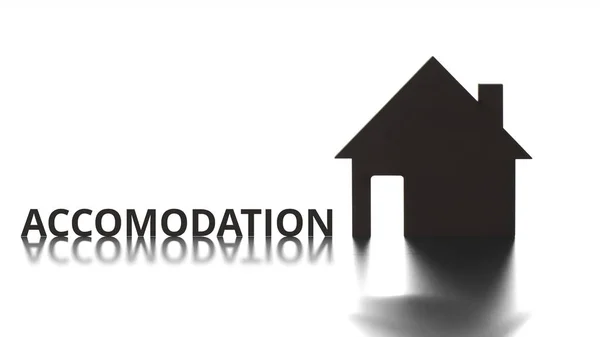 ACCOMODATION text and house icon on light background — Stock Photo, Image