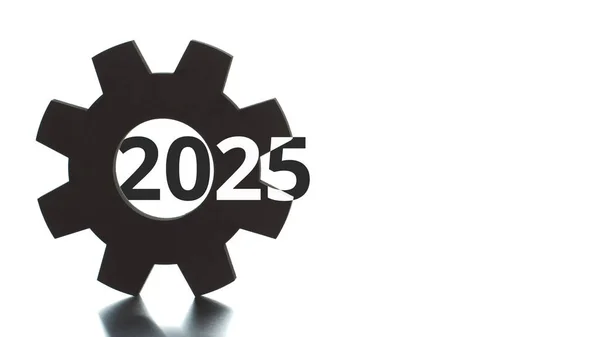 2025 개의 흑백 텍스트가 톱니바퀴에서 나왔습니다. — 스톡 사진