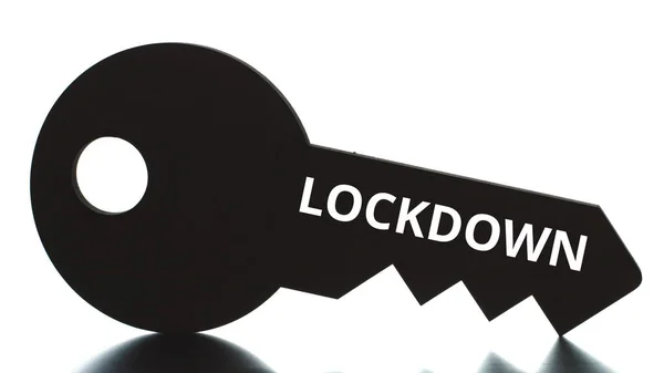 LOCKDOWN texto en la silueta de la llave — Foto de Stock
