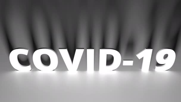 COVID-19 texto com luz dramática e sombras animação 3d — Vídeo de Stock