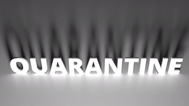 Karantina kelimesi dramatik ışık ve gölgeli, 3D animasyon — Stok video