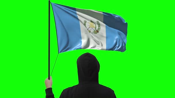 Bandera de Guatemala y hombre desconocido, alfa mate — Vídeo de stock