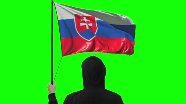 Σημαία της Σλοβακίας και άγνωστος άνθρωπος, άλφα ματ — Αρχείο Βίντεο
