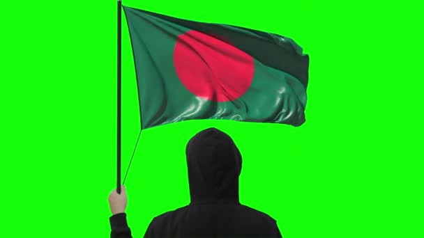 Flag of Bangladesh and unknown man, alpha matte — Stock Video