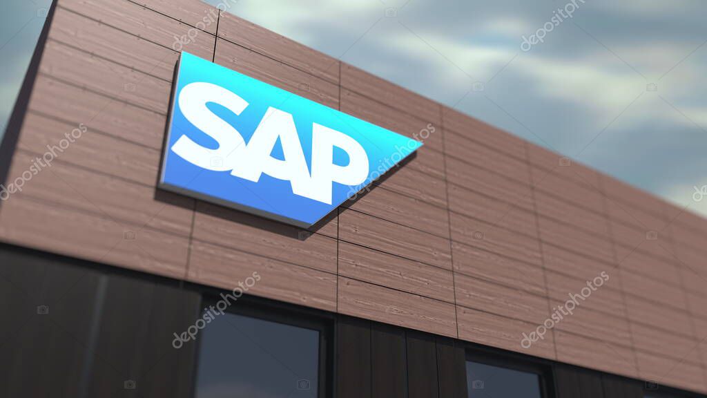 Logo on the building, editorial 3d