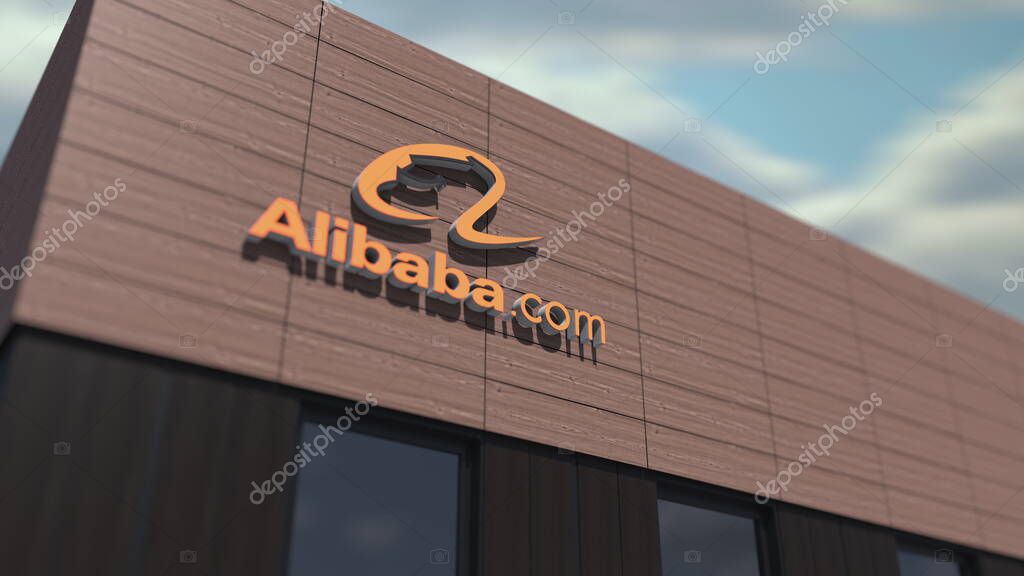 Logo on the building, editorial 3d