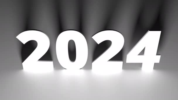 2024 έτος με δραματικά φώτα και σκιές 3d animation — Αρχείο Βίντεο