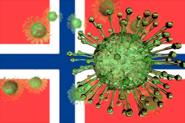 Coronavirus and flag of Norway, national pandemic concept, 3d rendering — 图库照片