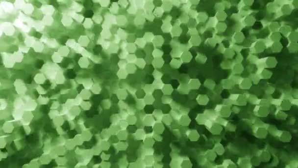 Modèle de barres hexagonales vertes, animation 3D abstraite en boucle — Video
