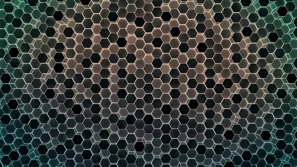 Niebieski i brązowy wzór plastra miodu, abstrakcyjna koncepcja nowoczesnej technologii, renderowanie 3D — Zdjęcie stockowe