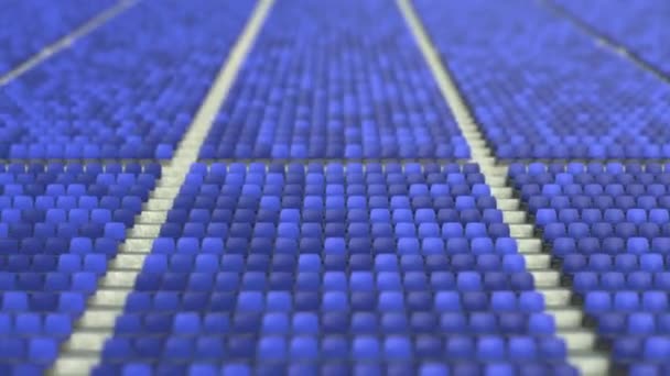 0-0 score made with red and blue stadium seats. 3D animation — Stock Video