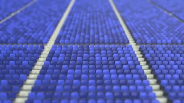 0-4 score made with red and blue stadium seats. 3D animation — Stock Video