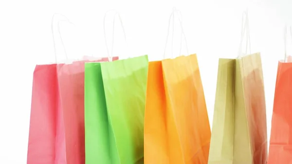Line of color paper bags, shopping or choice concepts — Fotografia de Stock