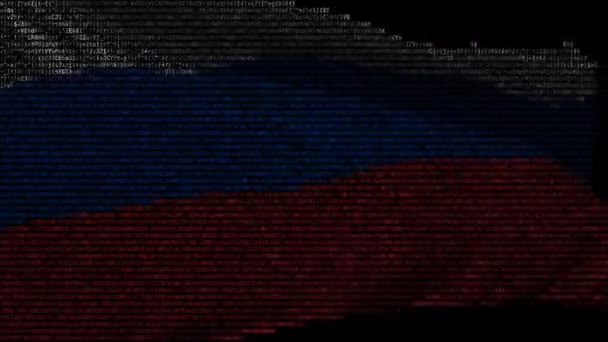 Mengibarkan bendera digital Rusia pada layar komputer, mengulang latar belakang gerak — Stok Video