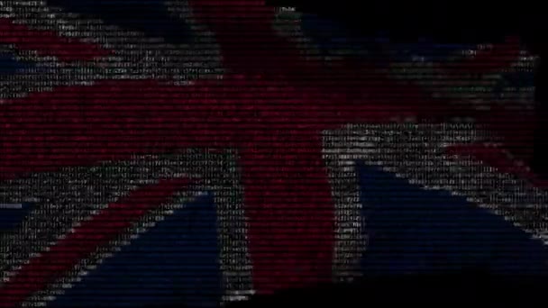 Flagga i Storbritannien gjord av datorkod, looping animation — Stockvideo