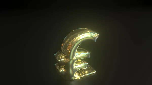 Simbolo del denaro in euro dorato deflazionante. Crisi concettuale rendering 3d — Foto Stock