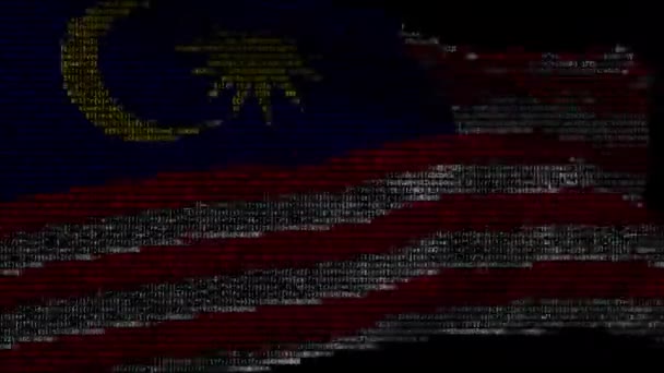Drapeau de Malaisie en code informatique, animation en boucle — Video