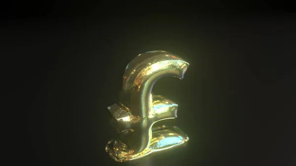 Deflating golden pound sterling money symbol. Crisis conceptual 3d rendering — Stock Photo, Image
