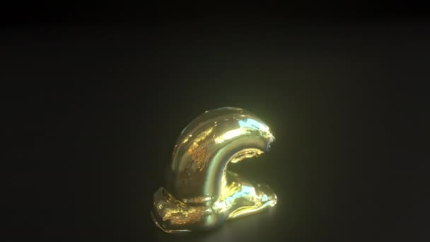 Deflating golden pound sterling money symbol. Crisis conceptual 3d animation — Stock Video