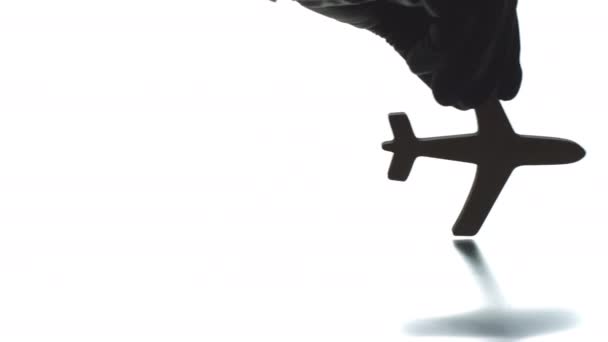 Текст Могадішо, геотаг і силует літака. Концепція подорожі — стокове відео