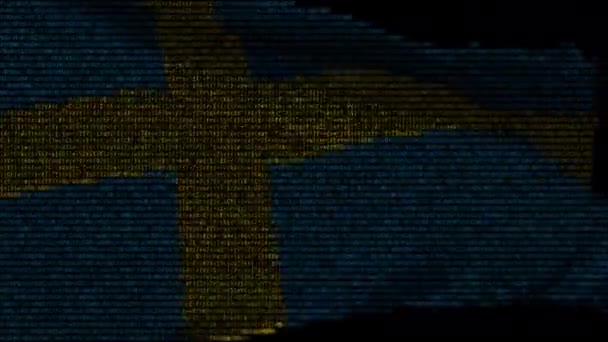 Bandeira digital em movimento da Suécia na tela. Animação em loop — Vídeo de Stock