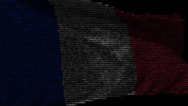 Acenando bandeira digital da França na tela do computador, renderização 3d — Fotografia de Stock
